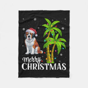 Saint Bernard Dog Lovers Men Women Xmas Tree Light Fleece Blanket