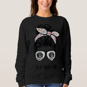 Saint Bernard Dog Mom Messy Bun Hair Saint Bernard Sweatshirt