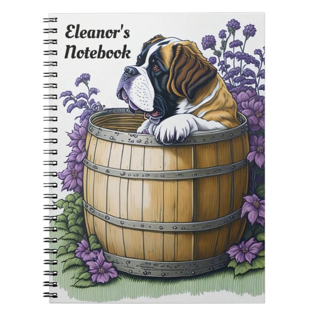 Saint Bernard Dog Personalized Notebook (Front)