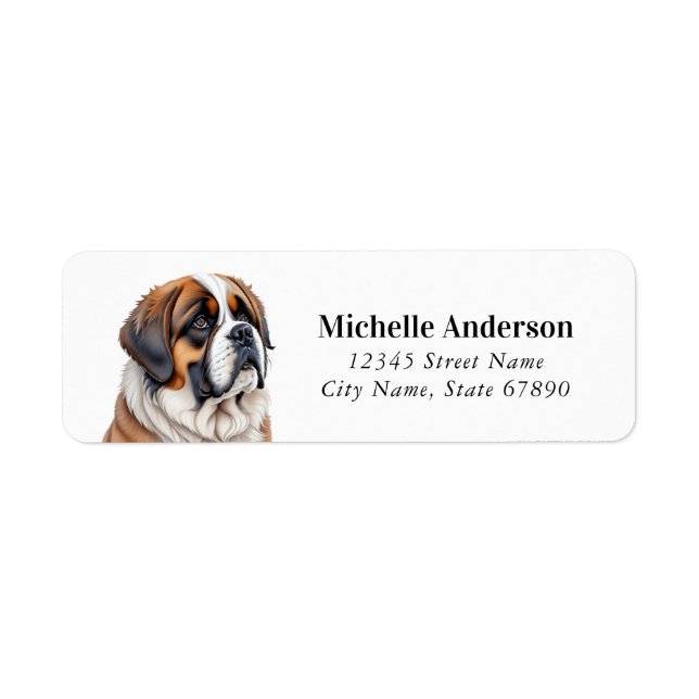 Saint Bernard Dog Return Address Labels (Front)