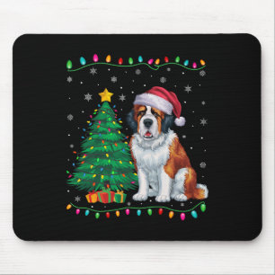 Saint Bernard Dog Santa Hat Men Women Kids Xmas Tr Mouse Pad