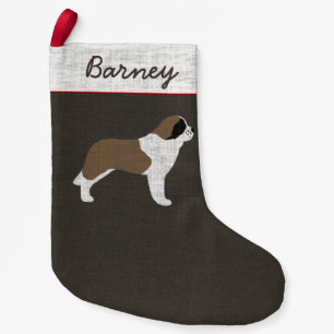 Saint Bernard Dog Silhouette Personalized Holiday Small Christmas Stocking