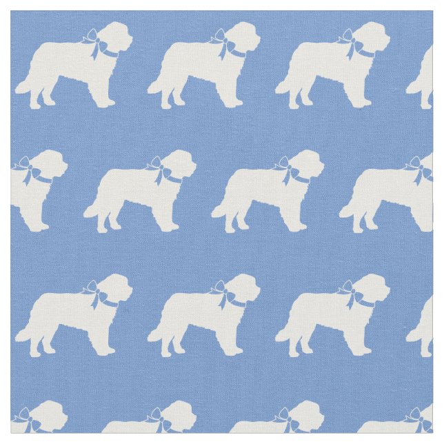 Saint Bernard Dog Silhouette Pet Light Blue Fabric (Close Up)