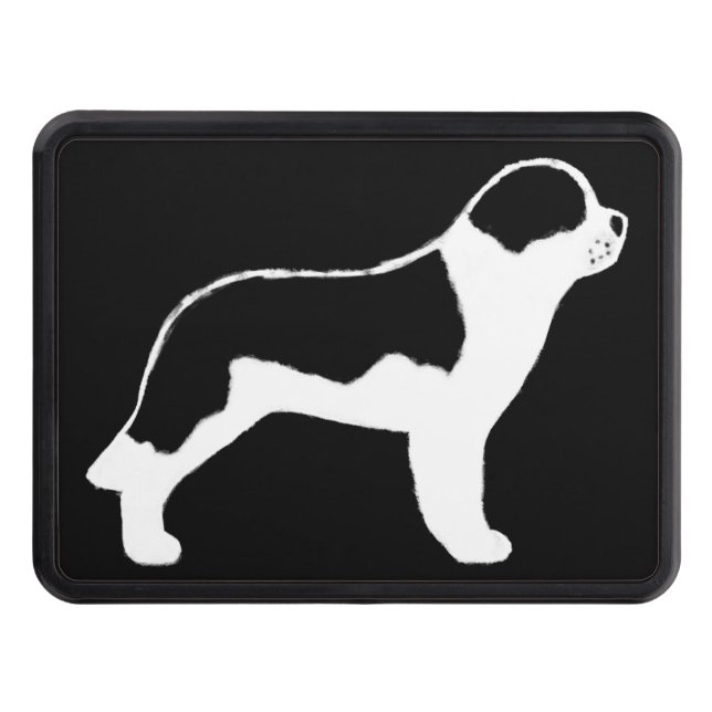Saint Bernard Dog Silhouette Trailer Hitch Cover (Front)