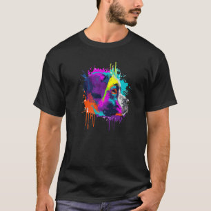 Saint Bernard Dog Splash Art Colourful Premium T-Shirt