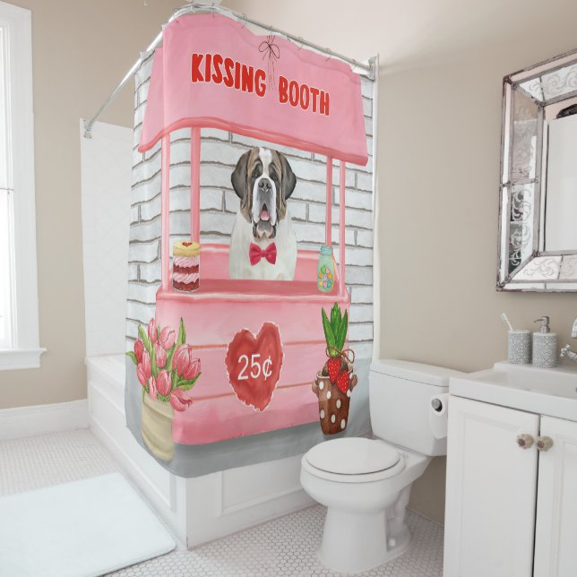 Saint Bernard Dog Valentine's Day Kissing Booth (In Situ)