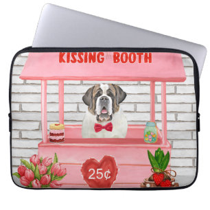 Saint Bernard Dog Valentine's Day Kissing Booth Laptop Sleeve