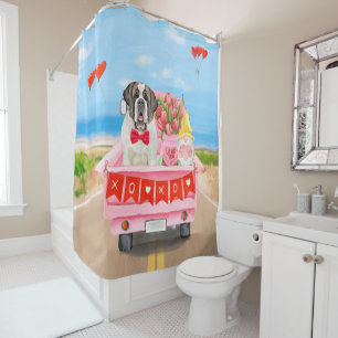 Saint Bernard Dog Valentine's Day Truck Shower