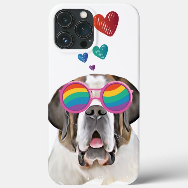 Saint Bernard Dog with Hearts Valentine's Day Case-Mate iPhone Case (Back)