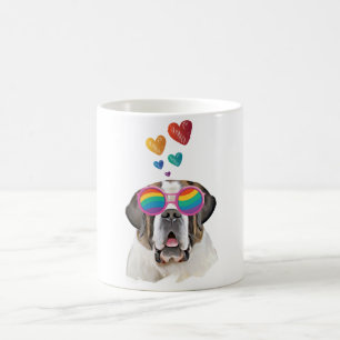 Saint Bernard Dog with Hearts Valentine's Day Coffee Mug