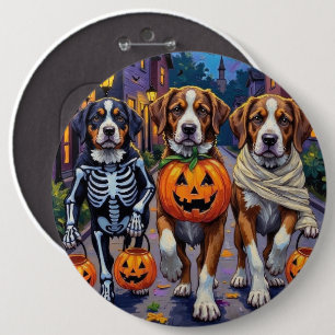 Saint Bernard Dogs in Halloween Costumes 6 Inch Round Button