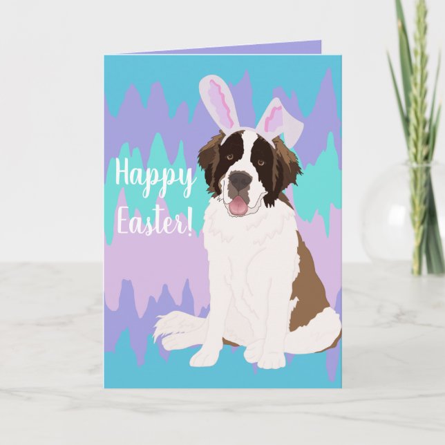 Saint Bernard Easter Bunny Card (Front)