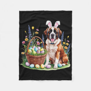 Saint Bernard Easter Day Wildflowers Women Family  Fleece Blanket