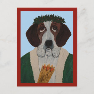 Saint Bernard Father Christmas Postcard