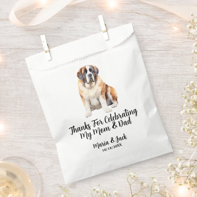 Saint Bernard Full Colour Pet Wedding Favour Bag (Clipped)