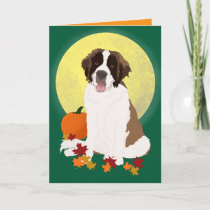 Saint Bernard Halloween Autumn Card