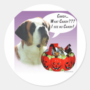 Saint Bernard Halloween Candy Classic Round Sticker
