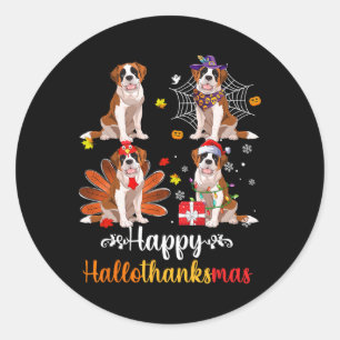 Saint Bernard Halloween Merry Christmas Happy Hall Classic Round Sticker
