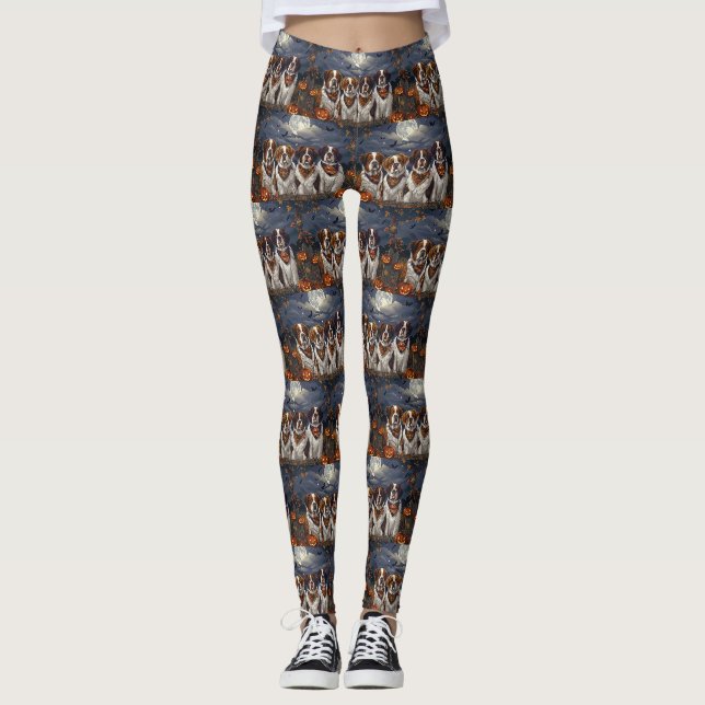 Saint Bernard Halloween Spooky Leggings (Front)