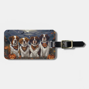 Saint Bernard Halloween Spooky Luggage Tag