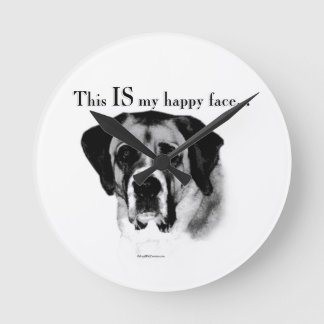 Saint Bernard Happy Face Round Clock