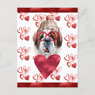 Saint Bernard Hearts Dog Lover Valentine Gift Holiday Postcard