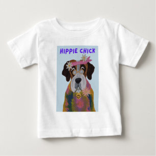 Saint Bernard Hippie Chick Baby T-Shirt