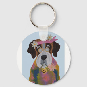 Saint Bernard Hippie Keychain