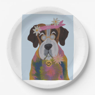 Saint Bernard Hippie Paper Plate