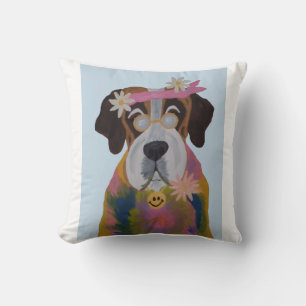 Saint Bernard Hippie Throw Pillow