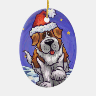 Saint Bernard Holiday Ceramic Ornament