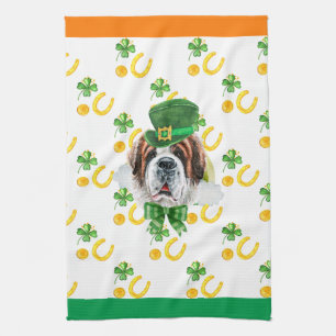 Saint Bernard Holiday Home Decor St Patricks Day Kitchen Towel