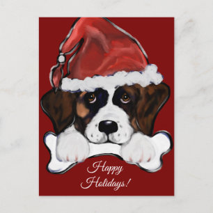 Saint Bernard  Holiday Postcard
