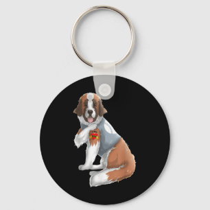 Saint Bernard I Love Mom Tattoo Dog Shirt Funny Mo Keychain