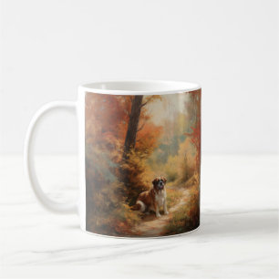 Saint Bernard in Autumn Leaves Fall Inspire Coffee Mug