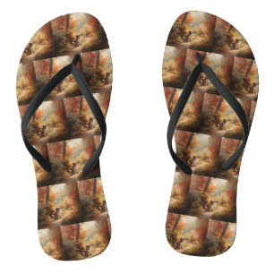 Saint Bernard in Autumn Leaves Fall Inspire Flip Flops