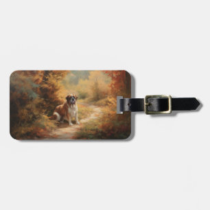 Saint Bernard in Autumn Leaves Fall Inspire Luggage Tag