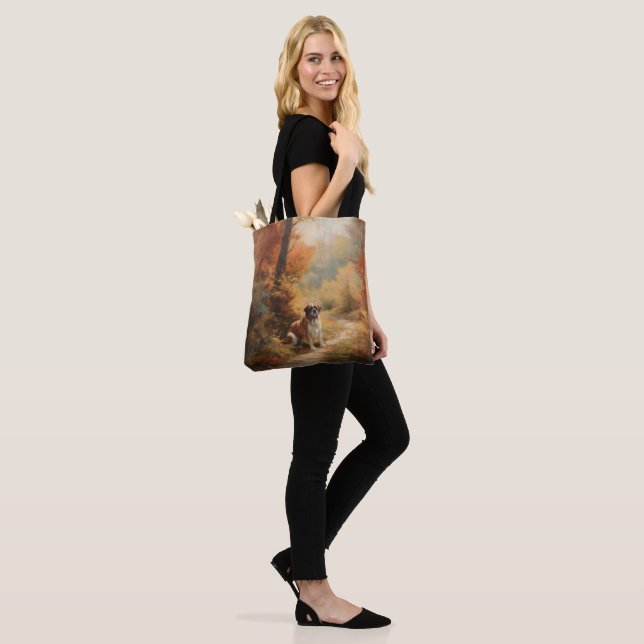 Saint Bernard in Autumn Leaves Fall Inspire Tote Bag (On Model)