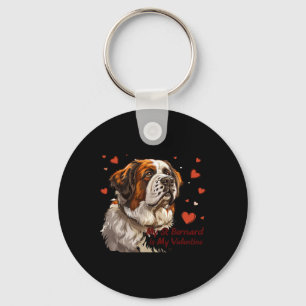 Saint Bernard Is My Valentine Cute Dog Owner Valen Keychain
