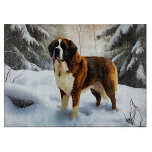 Saint Bernard Let It Snow Christmas Cutting Board