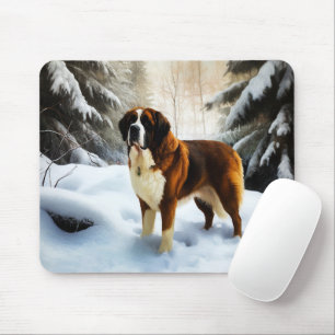 Saint Bernard Let It Snow Christmas Mouse Pad