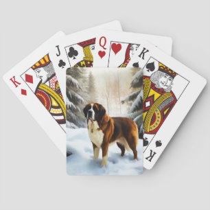 Saint Bernard Let It Snow Christmas Playing Cards