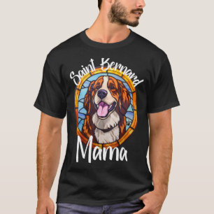 Saint Bernard Mama Dog Mom Puppy Colourful Pet Fur T-Shirt