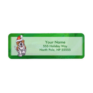 Saint Bernard mignonne à Santa Chapeau sur Vert