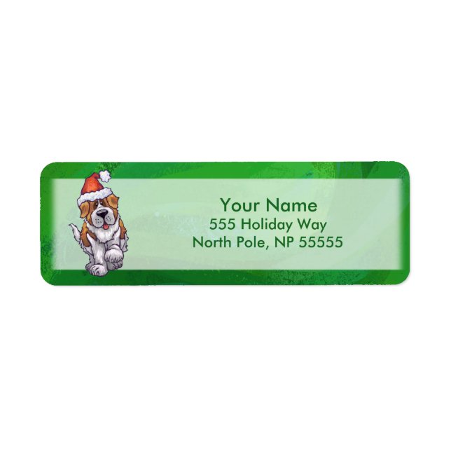 Saint Bernard mignonne à Santa Chapeau sur Vert (Devant)