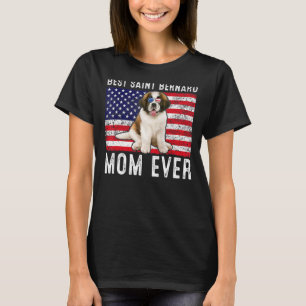 Saint Bernard Mom Usa American Flag Dog  Owner T-Shirt