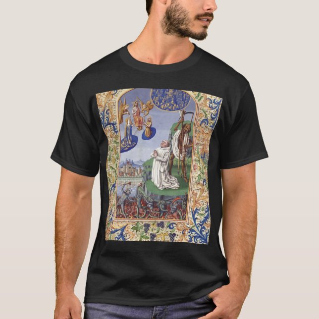 Saint Bernard of Clairvaux Medieval Illustration T-Shirt (Front)