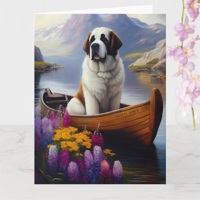 Saint Bernard on a Paddle: A Scenic Adventure Card (Orchid)