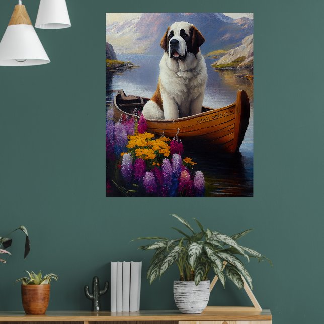 Saint Bernard on a Paddle: A Scenic Adventure  Poster (Living Room 1)