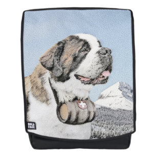 Saint Bernard Painting - Cute Original Dog Art Backpack